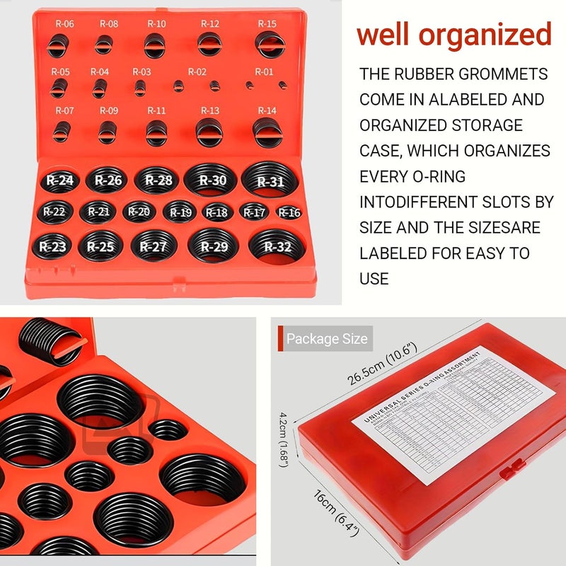 GOFIRA 419Pcs of 32 Varieties of O-Ring Seal Kit in Nitrile Rubber Material for Automotive,Plumbing,Solenoid Valves,Mechanical Bearings,Air & Water Fitting Seal Leak Repair,Black Clolor - Image 3